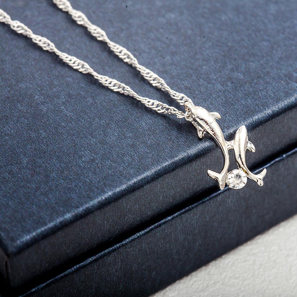 Fashion Joker Item Diamond Dolphin Necklace Clavicle Chain Jewelry