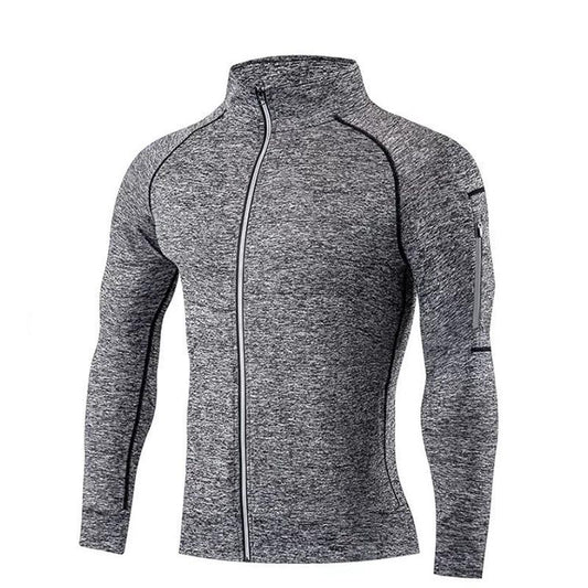 Fitness Sports Jacket Men's Breathable Tight-fitting Quick-drying Hooded Sweater Zipper Basketball Sportswear Casual Jacket