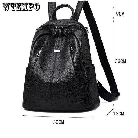 Backpack Female Trend Korean Wild Fashion Travel Bag Pu Soft Leather Lady Bag School Bag Backpack Female