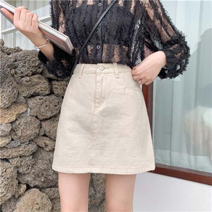 Pofulove S-5XL Women Plus Size Anti-light Denim Skirt Slim Sexy Package Hip Skirt Mini A-line Skirts