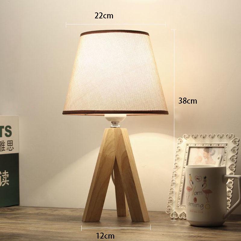 Modern Bedroom Wooden Small Table Lamp European Warm Creative Cloth Lampshade Led Bedside Lamp
