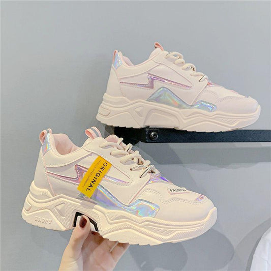 Women Shoes White Women Vulcanize Shoes Platform Chunky Sneakers Casual Dad Shoes Basket Femme