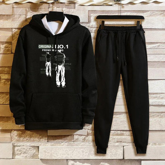 WTEMPO Spring & Fall Sweater Suit Men Hooded Pullover and Pants Casual Loose Sports Suit for Teen Student