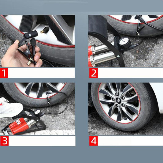 Pedal Type Car Air Pump Meter Display Pump Double Cylinder Multi-function Inflator for Car Bicycle Basketball Motor Boat