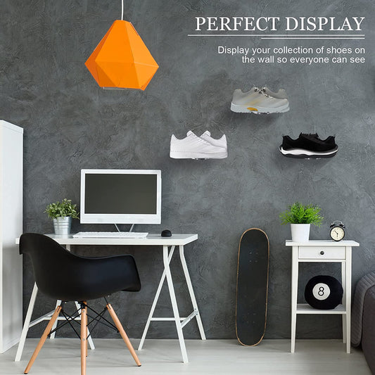 12-Piece Floating Shoe Display Stand for Wall Mount Including Acrylic Floating Sneaker Stand Shoe Rack with Phillips Screws, Extension Tube and Tape