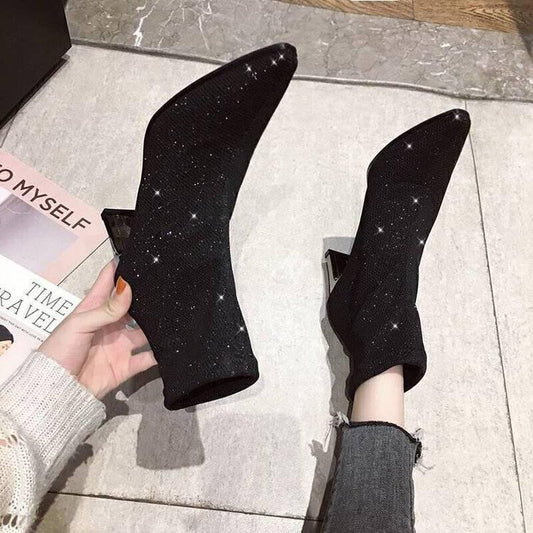 Autumn Winter British Wind Martin Boots Women's Booties Pointed Sexy with Wild Women's Boots