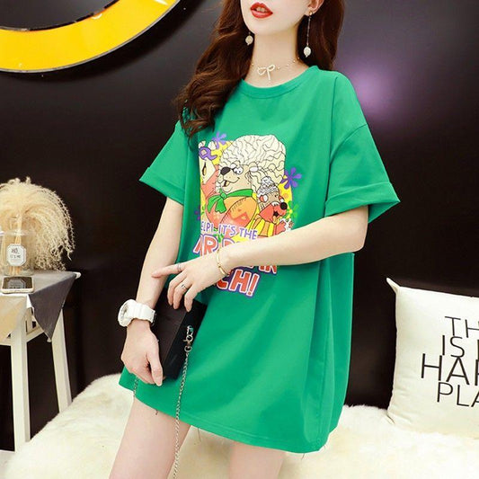 Hollow Lace Women Dress Girl Loose O-Neck Casual Long T-shirt Dress Big Loose Home Comfort Outer Convenient