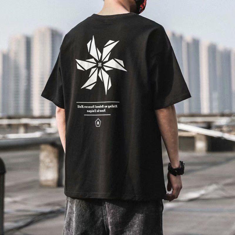 Summer Short-sleeved T-shirt Male Personality Round Neck Chinese Printing All-match Loose Student Compassionate