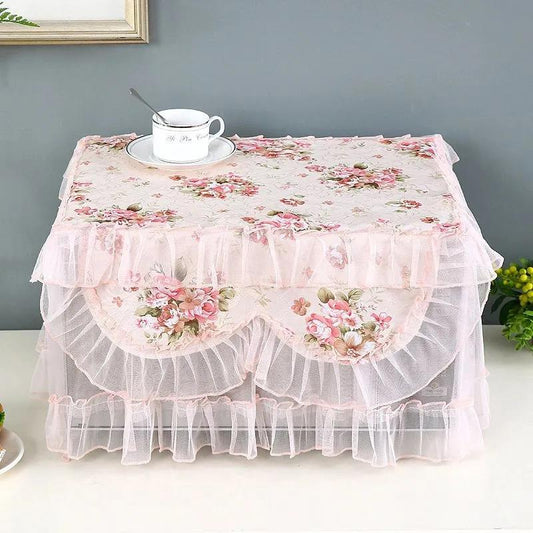 Lace Yarn Edge Microwave Oven Cover Cloth Dustproof Curtain Kitchen Household Antifouling Cover Towel