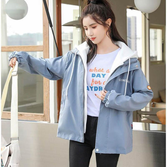 Fake Two-piece Jacket Women Spring and Autumn Loose Korean Version of The Wild Retro Hong Kong Style Thin Jacket