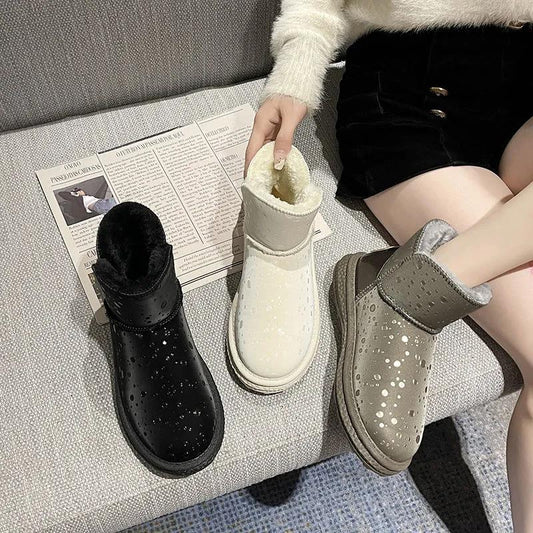 Winter Snow Boots Women's Thick Waterproof Soft-soled Warm Shoes Non-slip Thick-soled Short Tube Snow Cotton Shoes Women