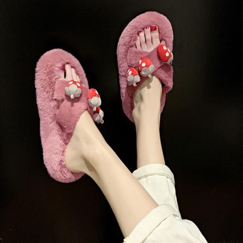 Fashionable Design Cotton Slippers Indoor Non-slip Flat Shoes, Autumn and Winter Warm Household Casual Slippers
