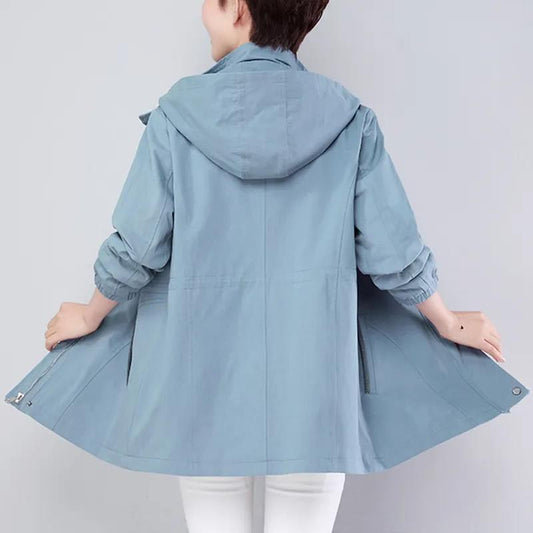 Lining Trench Coat Women's Spring Mid-length Hooded Casual Plus Size Women's Top Coat