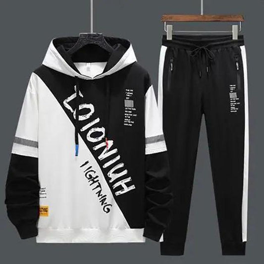 Spring & Fall Men Trendy Sweater Suit Hooded Pullover Casual Suit Campus Student Sportswear Teen Clothing