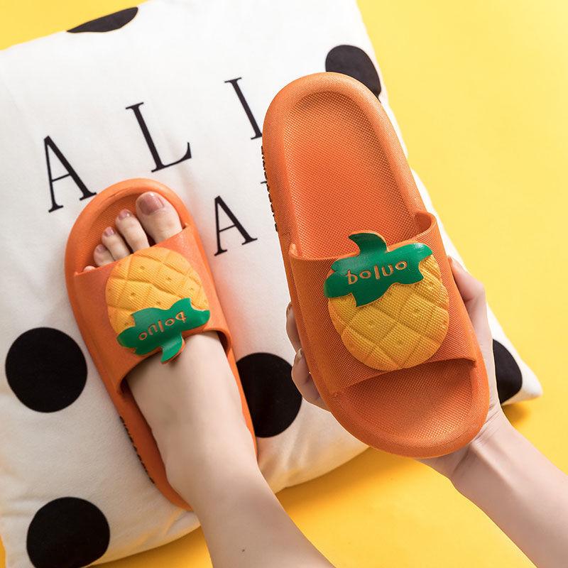 WTEMPO Slippers Women External Wear Cartoon Pineapple Thick Bottom Soft Lightweight Non-slip Beach Bedroom Home Bathroom