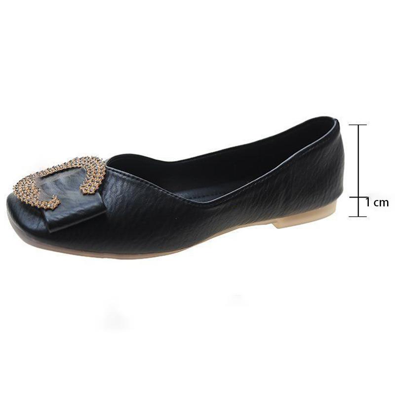 Soft Leather Soft-soled Leather Shoes Women's Flat-soled Work Shoes Shallow Mouth Single Shoes Square Toe Soft-soled Non-slip Casual Shoes