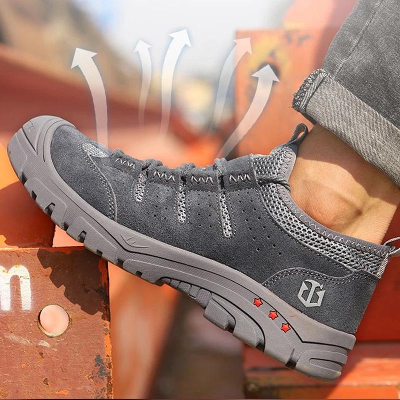 Men's Steel Toe Safety Shoes Breathable Work Boots Men Puncture-Proof Work Sneakers