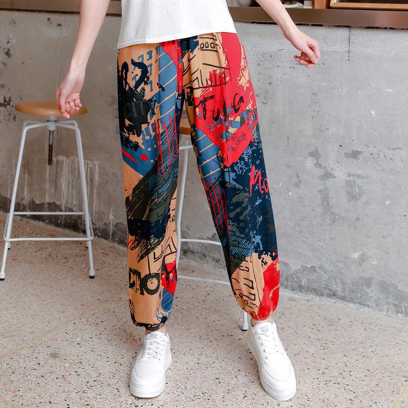 Ladies Pants Wide Leg Bloomers Summer Loose Thin Home Casual Pants Silk Beach Pants