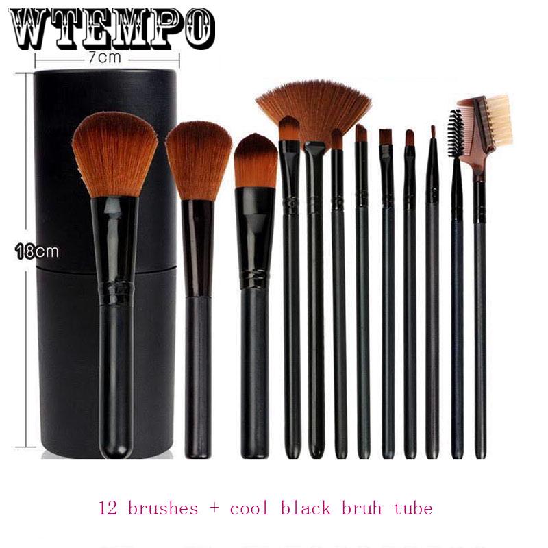 12Pcs Professional Eyes Makeup Brushes Set Wood Handle Eyeliner Blending Powder Smudge Brush