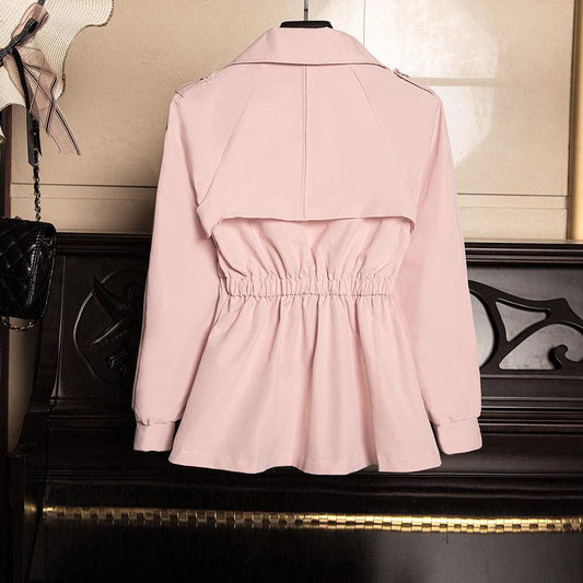 Short Windbreaker Women's Autumn and Winter Small Size Lantern Sleeve Skirt Waist Was Thin Korean Jacket