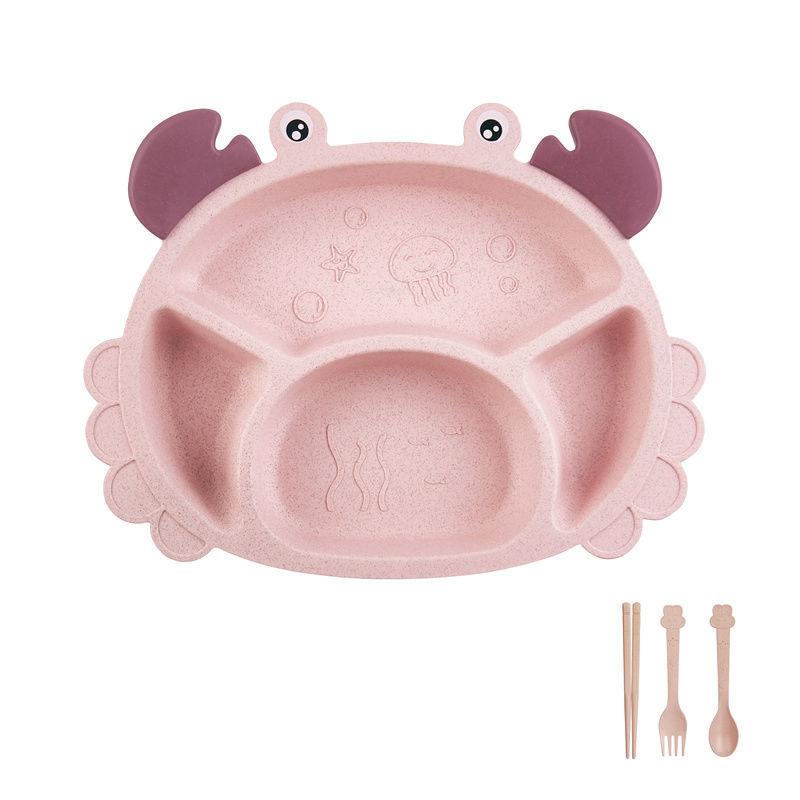 Children's Dinner Plate Set Cute Cartoon Baby Tableware Shatter-resistant Learning To Eat Bowl Kindergarten Complementary Food Grid Plate