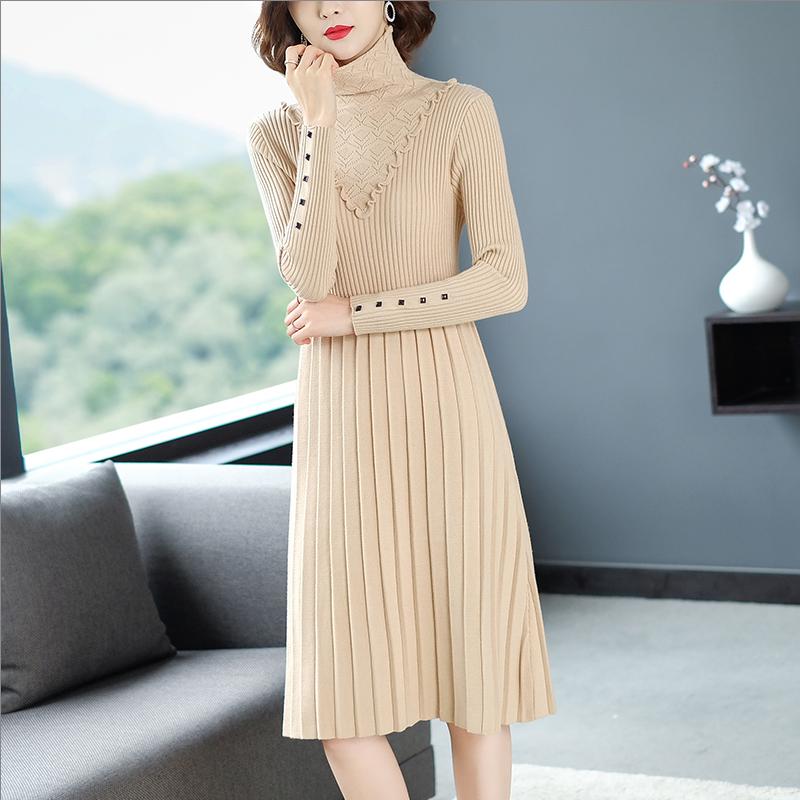 Casual Autumn Women's Dress O Neck Long Sleeve Sweater Dress Casual Loose Female Knitted Dress
