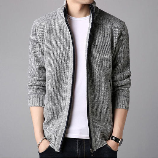 Autumn and Winter Men's Jacket Plus Velvet Thick Loose Cardigan Large Size Sweater Top