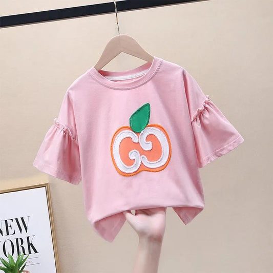 Irl Short -sleeved T -shirt In Summer Half -sleeve Gas Summer Girl Top Children's Bottom Shirt