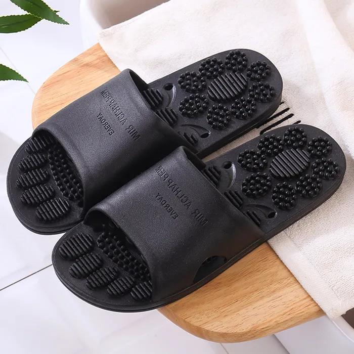 Men's Spring Summer Indoor Home Slippers Non-slip Bathroom Flat Massage Slippers Deodorant Soft Sole Outdoor Slippers