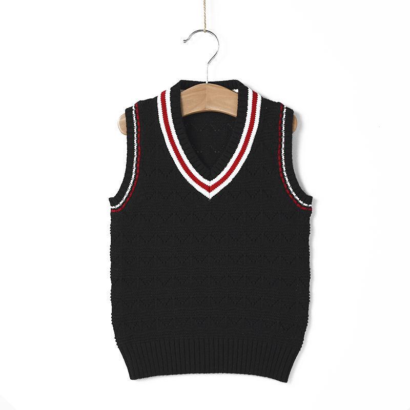 Knitted Baby Vest Children's Checker Printed Vest Boys Knitted V-neck Vest Fall/ Winter Outwear