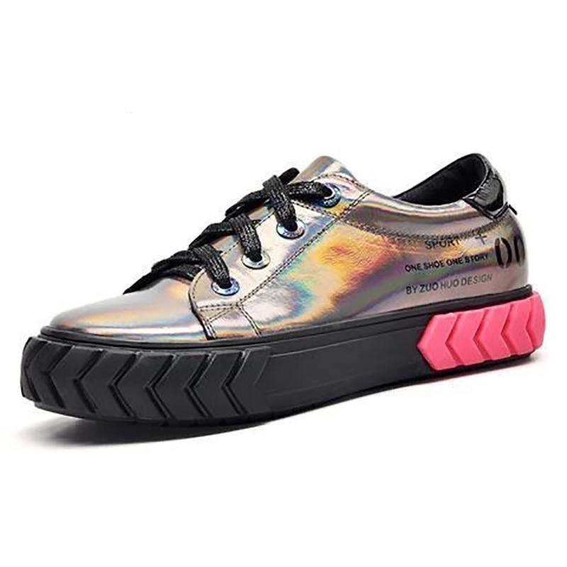 Muffin Thick Bottom Sports Casual Shoes Female Color Matching Harajuku Wild Laser Shoes Ins Tide Shoes