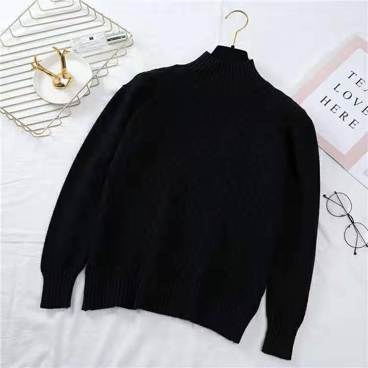 Pofulove 3 Colors Women Sweet Warm Pullover O-Neck Loose Knitted Blouse Solid Color Girly Sweaters