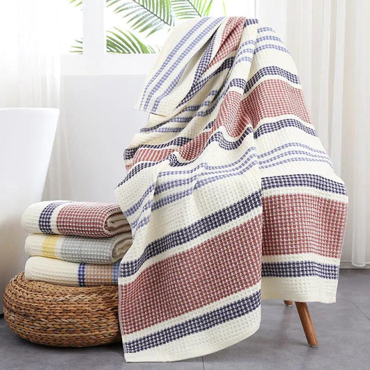 Cotton Gauze Bath Towel Honeycomb Waffle Adult Men and Women Absorbent and Non-linting Summer Thin High-end Wrapped Chest