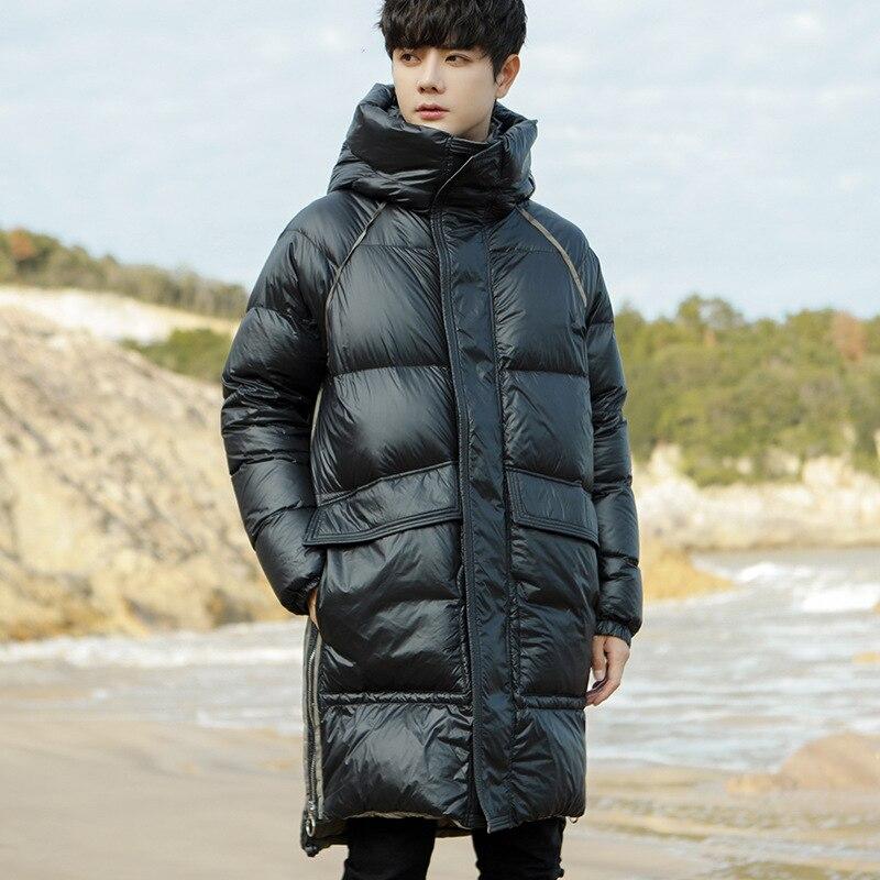 Men's Down Jacket Long Winter Youth Parka Coat Thick Coat Fashion 95% White Down Jacket