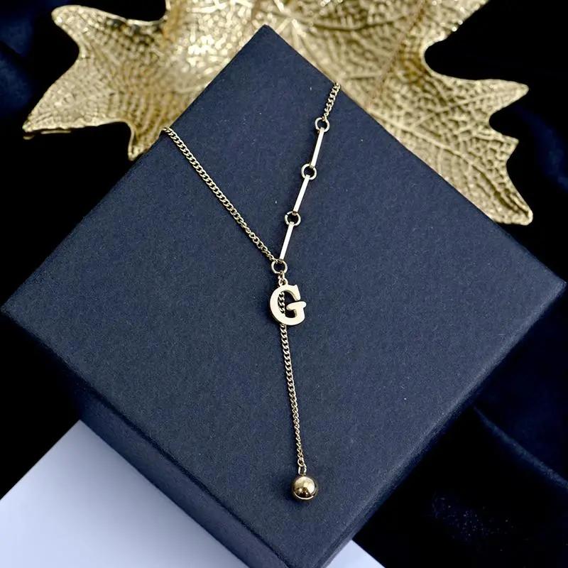 Letter G Chain Necklace Short Lengthened Clavicle Chain Simple Titanium Steel Non-fading Chain Necklace Valentine’s Day Gift for Girlfriend Jewelry