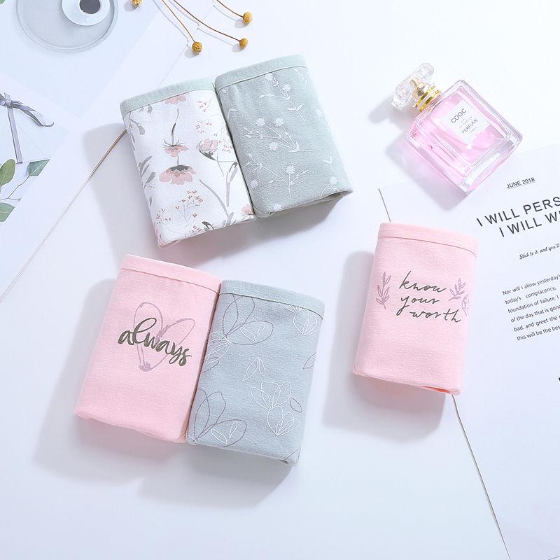 5 Pairs of 95% Cotton Women's Mid-waist Cotton Underwear Antibacterial Crotch Women's Underwear Korean Sexy Briefs
