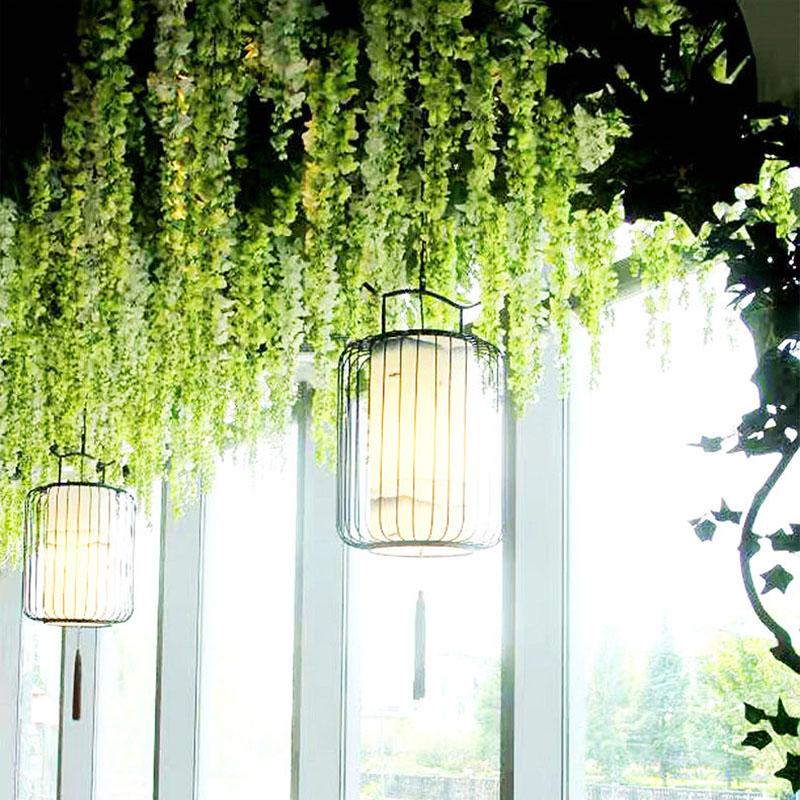 Artificial Wisteria Flower Bean Flower String Violet Plastic Silk Flower Decoration Vine Plant Flower Wedding Fake Flower Rattan