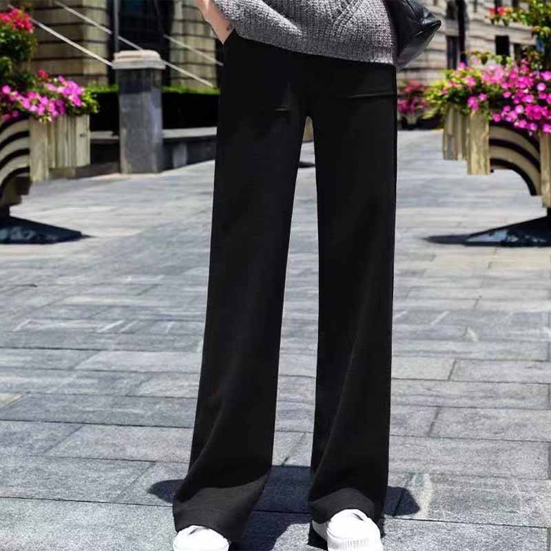 Autumn and Winter Woolen High Waist Casual Loose Loose Wild Wide-leg Pants Were Thin Straight-leg Pants