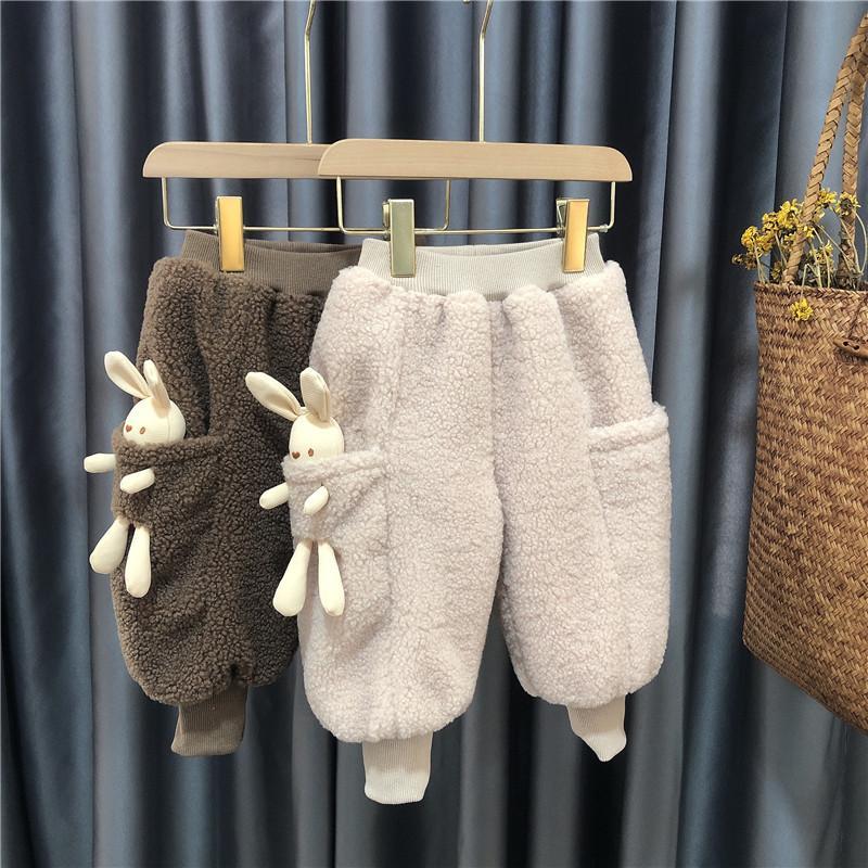 Baby Cotton Pants Thickened Outer Wear Baby Plush Thickened Pants Girls' Harlan Pants Autumn and Winter