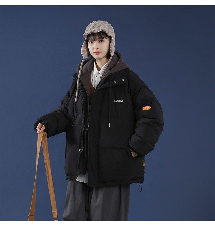 Winter Plus Velvet Thick Hooded Padded Jacket Women Loose Fake Two-piece Padded Jacket Lazy Wind Padded Jacket Winter Thick Warm Jacket
