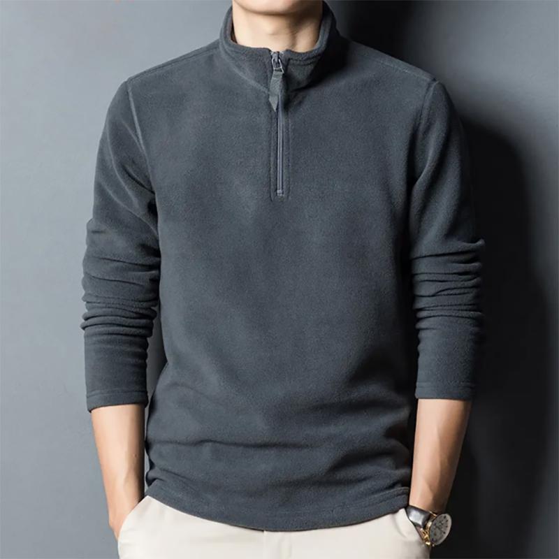 Fleece Sweater Men's Stand-up Collar Polar Fleece Bottoming Sweatshirts Long-sleeved Warm Half-high Collar Zipper Sweater