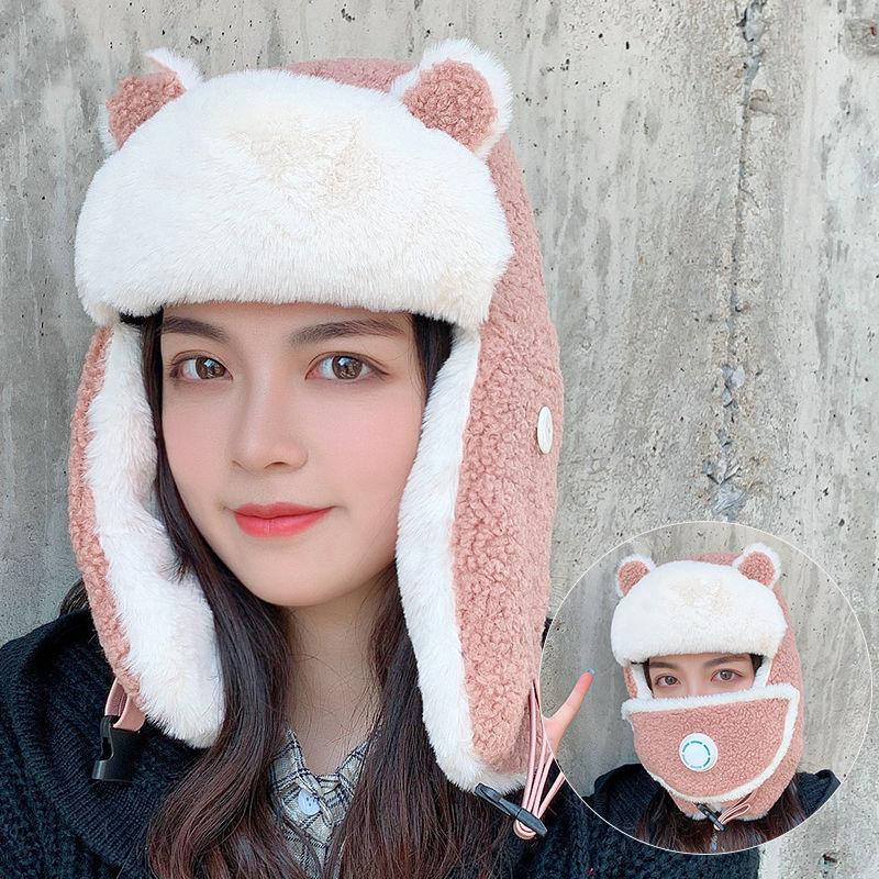Lei Feng Hat Female Cat Ears Cute Autumn and Winter Cycling Windproof Ear Protection Hat Winter Cold and Warm Cotton Hat