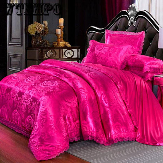 Jacquard Bedding Set King Queen Size Duvet Cover Set Bed Linen Bed Sheet Set Bedclothes