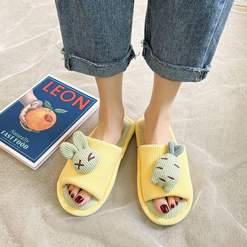 Slippers Women's Linen Slippers Parent-child Cute Home Indoor Non-slip Cotton Linen Cloth Art Spring and Autumn Children's Floor Slippers