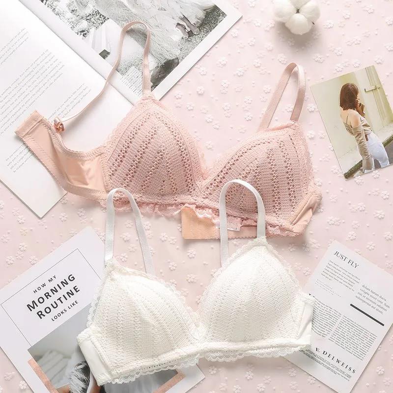 Underwear Women's No Rims Breastfeeding Adjustable Top-up Lace Bra Girl's Bra Thin Big Breasts Small Thin Bra Thin and Breathable