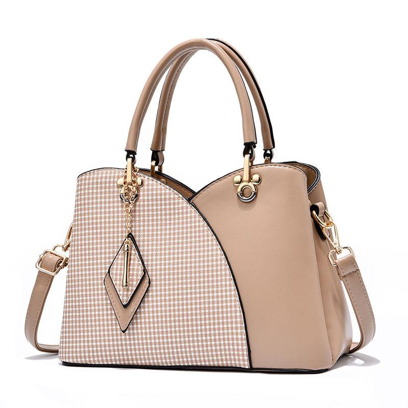 Eather Handbags European and American Fashion Temperament Handbags Large-capacity Color-blocking One-shoulder Messenger Bag