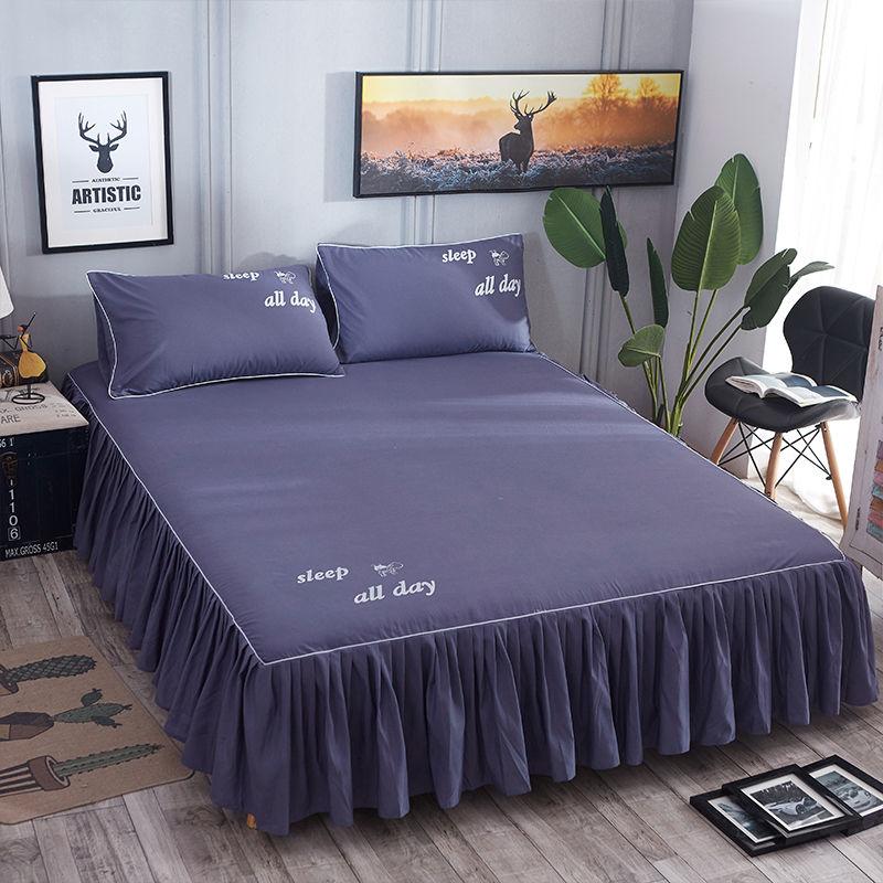 Non-slip Dust-proof Bed Sheet Protective Cover Skin-friendly Bed Skirt Bedspread Sheets