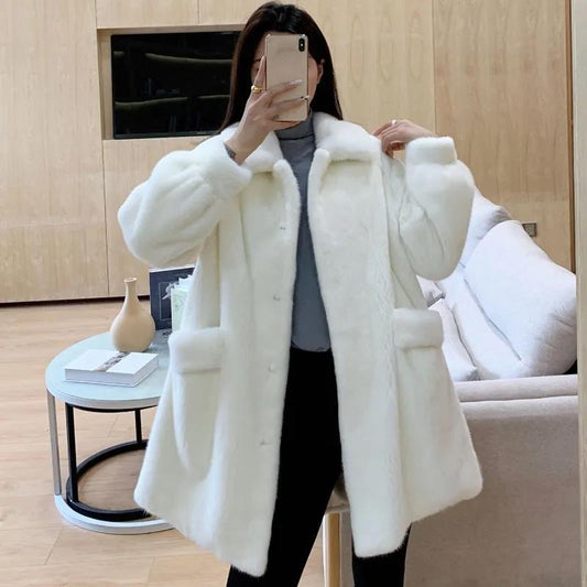 Winter Thicken Warm Fur Jacket Coat Women Casual Lamb Faux Fur Overcoat Fluffy Cozy Loose Outerwear Female