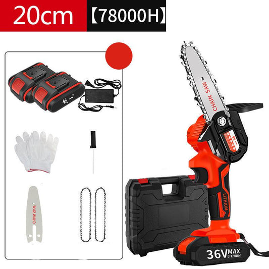 36V Electric Chain Saw Set Cordless Pruning Saw 20cm Handheld Logging Saw with 2 Batteries and Tool Box