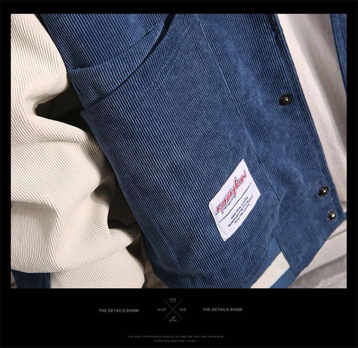 Spring and Autumn Corduroy Jackets Men's Jackets Clothes Men's Trend Tops Baseball Uniforms